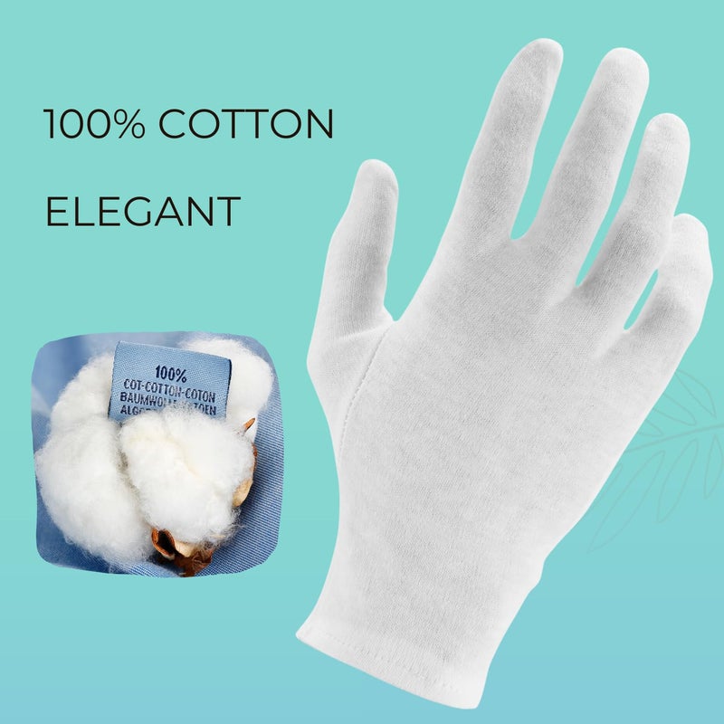 ANSMIO 12 Pairs Cotton Gloves, White Gloves for Dry Hands, Cotton Gloves for Sleeping, Moisturizing Night Gloves, White Gloves 100% Cotton, Size M (12 Pairs) - Image 2